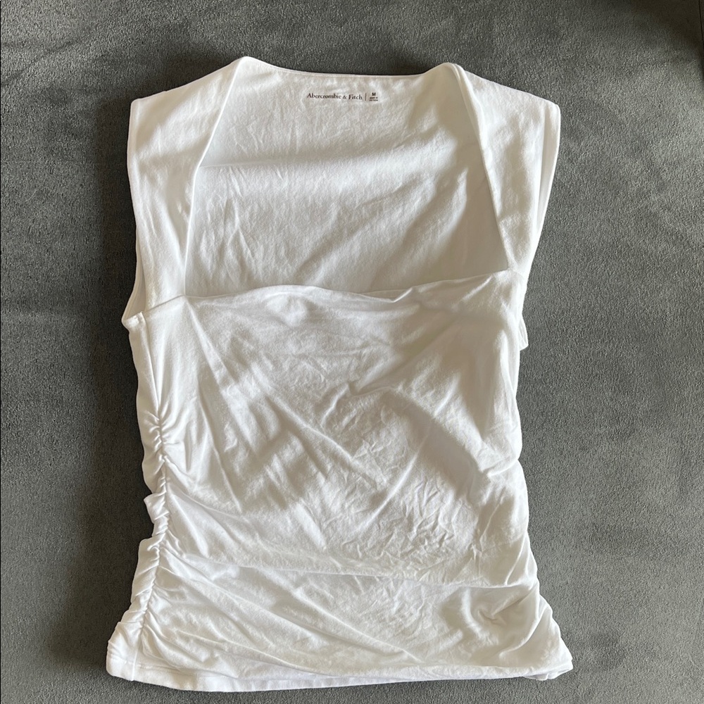 Abercrombie & Fitch White Ruched Tank Top